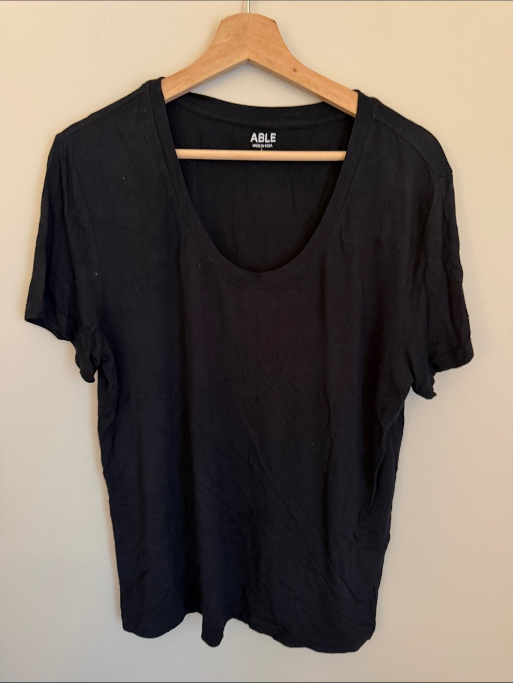 ABLE Black Scoop Neck Short Sleeve Tee